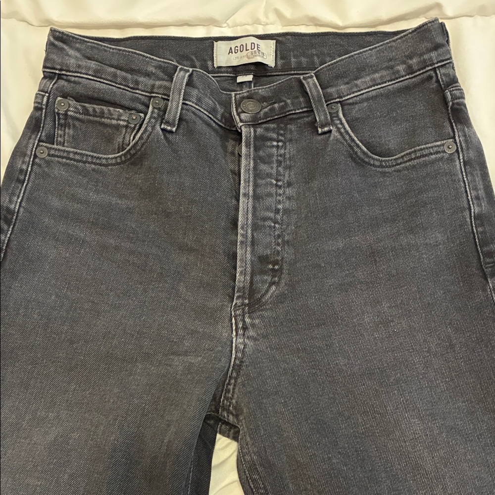 Agolde Women's Nico High-Rise Slim Cropped Jeans Faded Black Size 25 - Picture 5 of 11